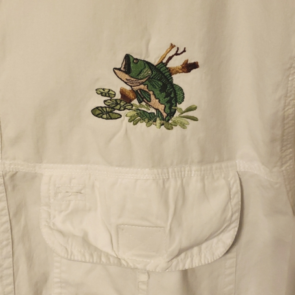 White Bimini Bay Fishing Shirt Large